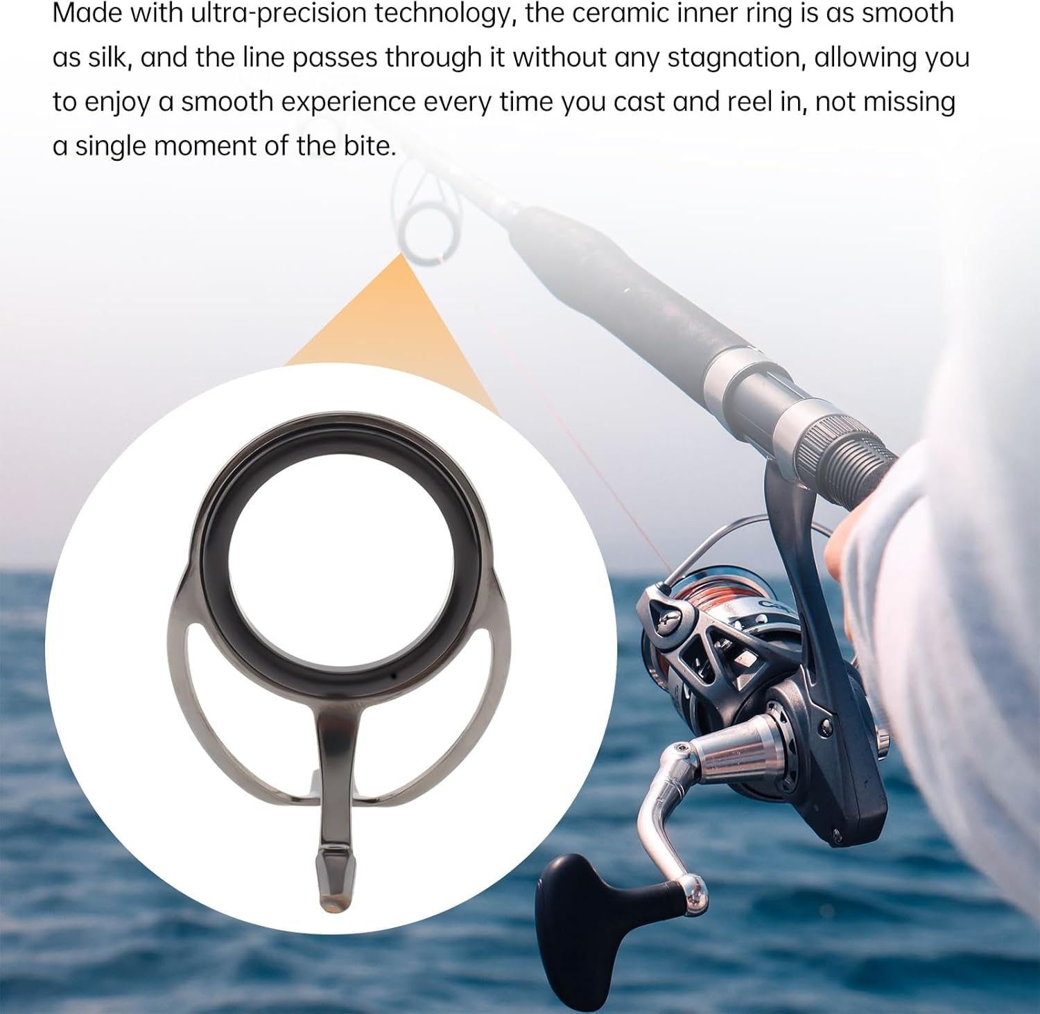 Origlam 8Pcs Fishing Rod Guide Repair Kit, Spinning Rod Guides, Fishing Rod Guide Replacement, Tip Repair Kit for Spinning Rods Sea Fishing image number 2