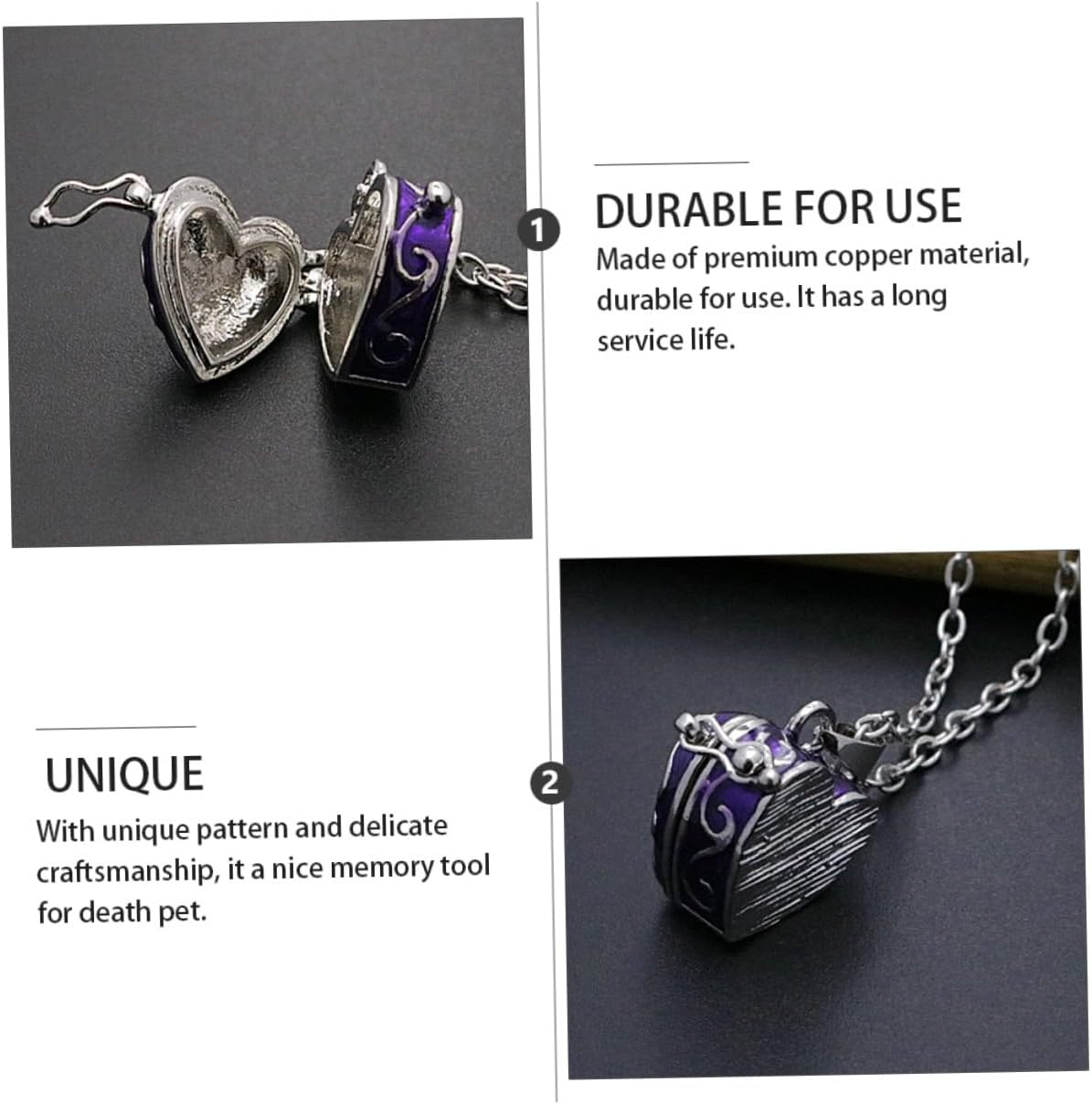 Vintage Heart-Shaped Brass Pendant Openable Pet Ashes Container Necklace Memorial Jewelry for Cats Dogs Secure Keepsake Urn Chain No Fading