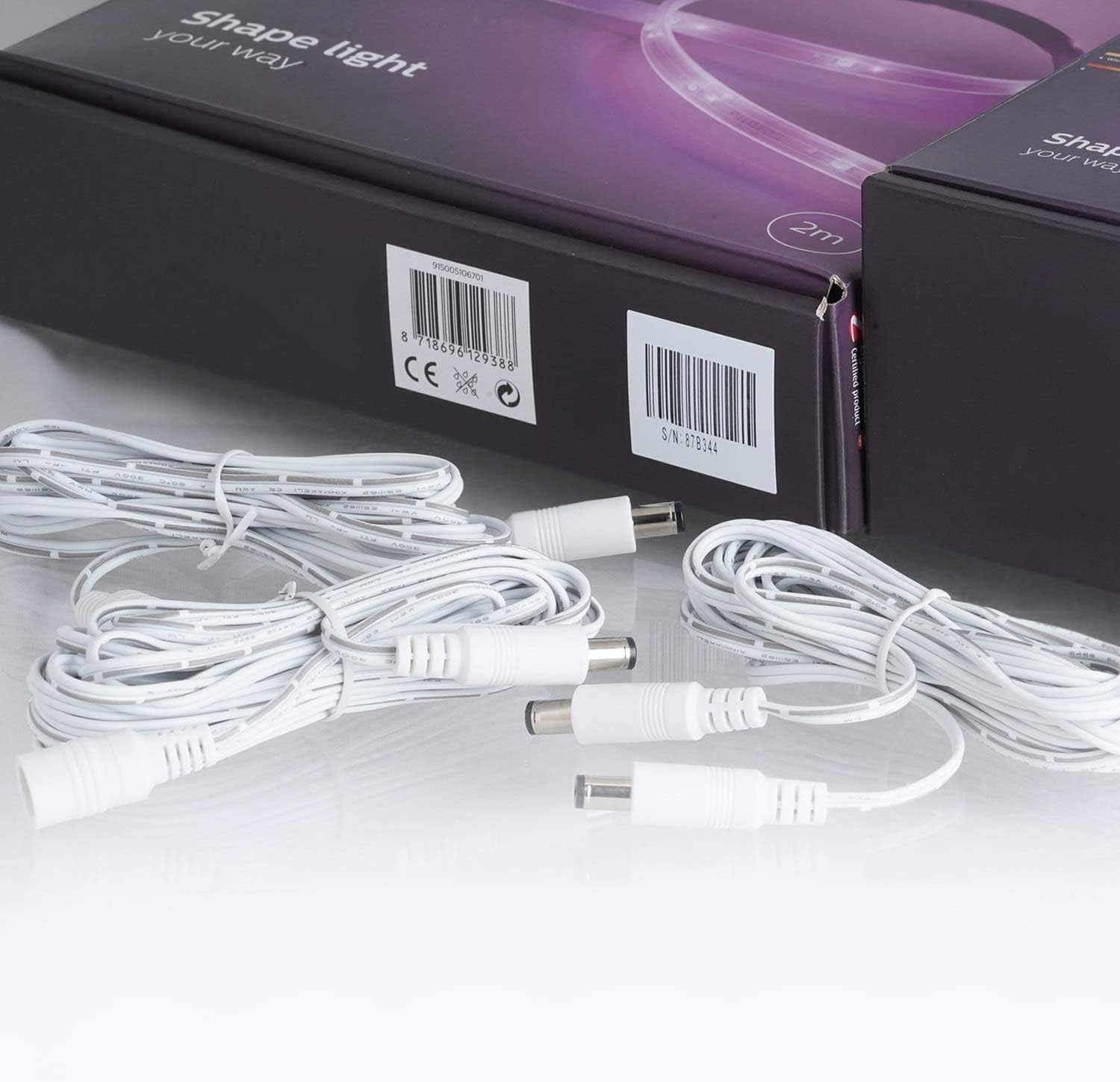 Wicked Chili 5 M DC Extension Cable Compatible with Philips HUE Lightstrip plus (White and Colour Ambiance) V3 / V4 with Bluetooth (Purple Packaging) Extension for Power Supply S020YM2400083 White