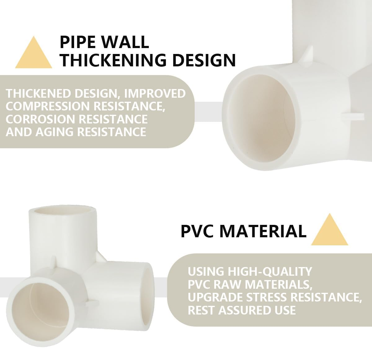 Bwintech 10 Pcs 25 Mm (3/4 Inch) 3 Way Cubic Tee Connector PVC-U Fitting Elbow Coupling Connector Garden Water Pipe Connection image number 6