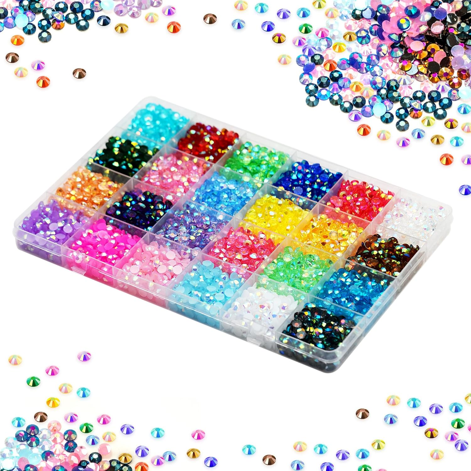 5Mm Rainbow Rhinestones, Clear Crystal Bling Colored Resin Jelly Rhinestones for Crafts, Tumblers, Clothes, Shoes, Nail Art Decoration (8000Pcs) image number 4