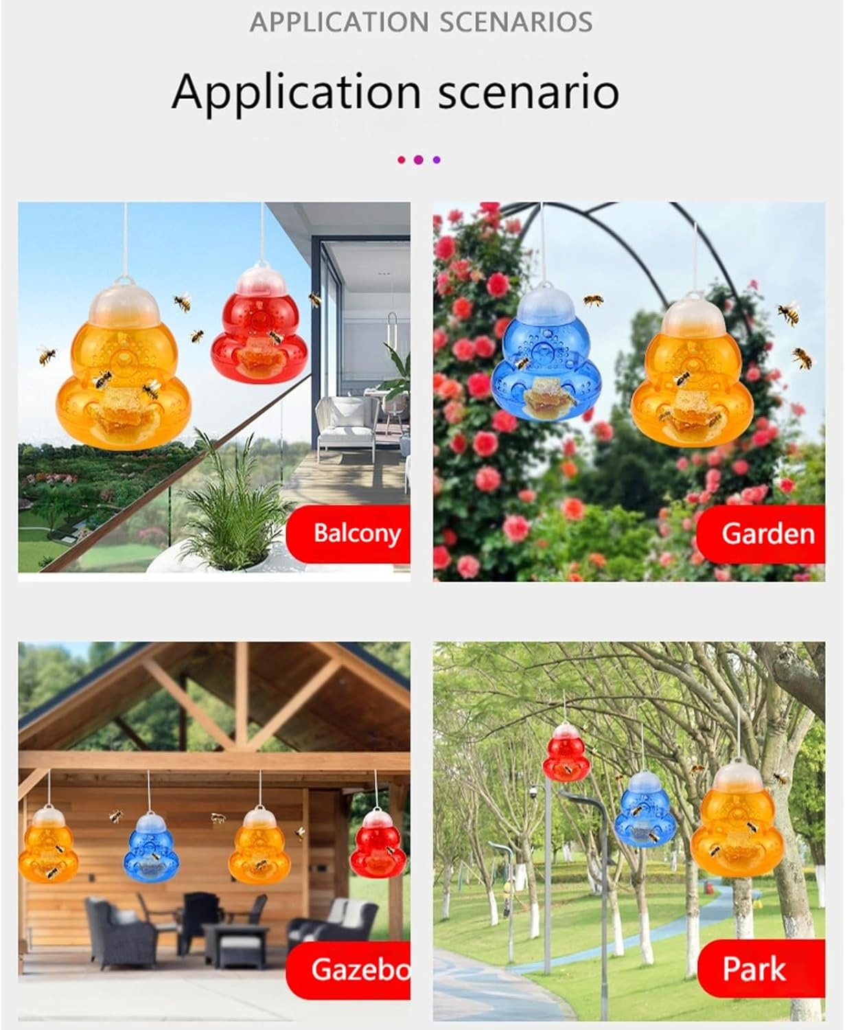 2 Pack No Bottom Seam Wasp Traps - Effective Outdoor Hornet Trap for Yellow Jackets and Bees - Safe, Natural and Reusable - Pest Repellent Solution for Your Garden image number 2