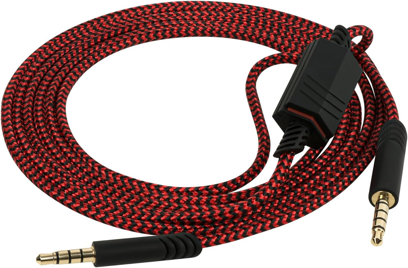 Geekria Gaming Audio Cable Compatible with Astro A40 Tr, A40, A30, A10 Gen 2, A10Gaming, Nylon Braided Headset Cable, 3.5Mm Auxiliary Replacement Stereo Cable with Mute Control (6Ft / 2M) Red image number 1