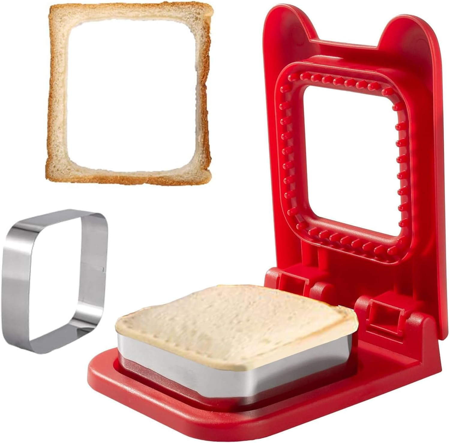 Sandwich Making Mould, Lunch Sandwich Toast Cookies Mold, Sandwich Cutter Tool, Reusable Sandwich Maker, Creative Bread Making Mold for Trips Picnics Lunches, Stainless Steel Sandwich Crimpers (RE) image number 3