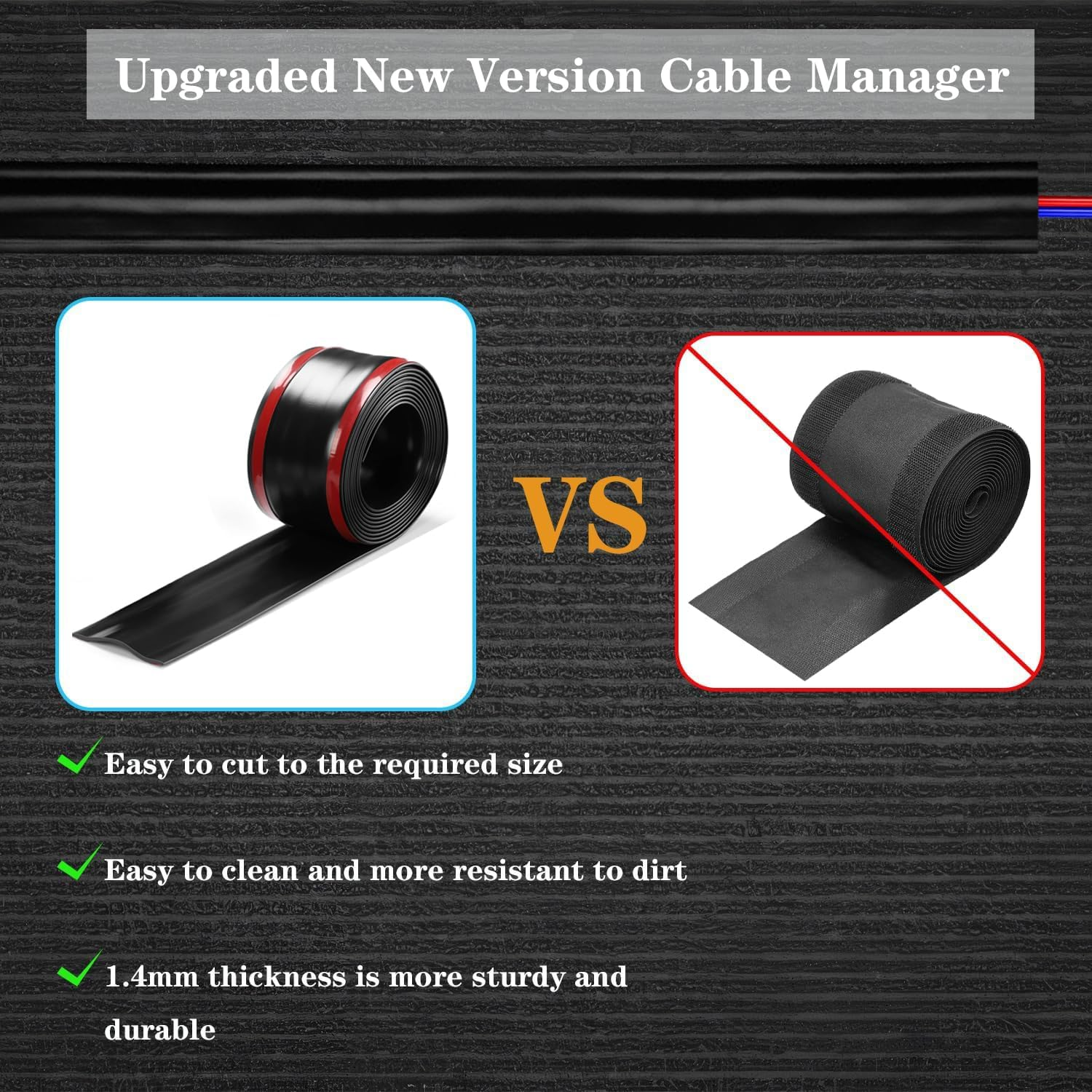 Cord Covers for Wires on Floor, Soft PVC Cord Covers for Wires on Floor, Self-Adhesive Floor Cable Cover Cord Hider, Cable Management Cable Protector for Carpets/Floors/Walls (Black) image number 4
