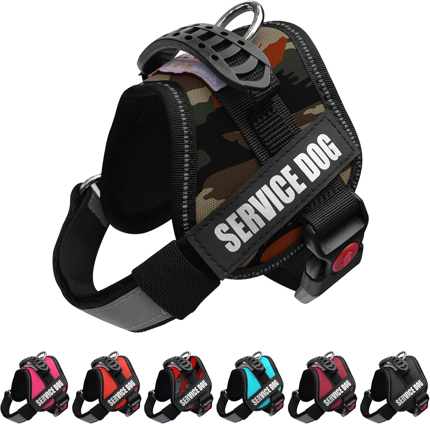 ALBCORP Service Dog Vest Harness &ndash; Reflective, No-Pull Harness with Handle & Comfy Mesh Padding &ndash; Sizes XXS-XL for Puppies, Small & Large Dogs &ndash; 2 Removable Service Patches Included(Xxs, Red)