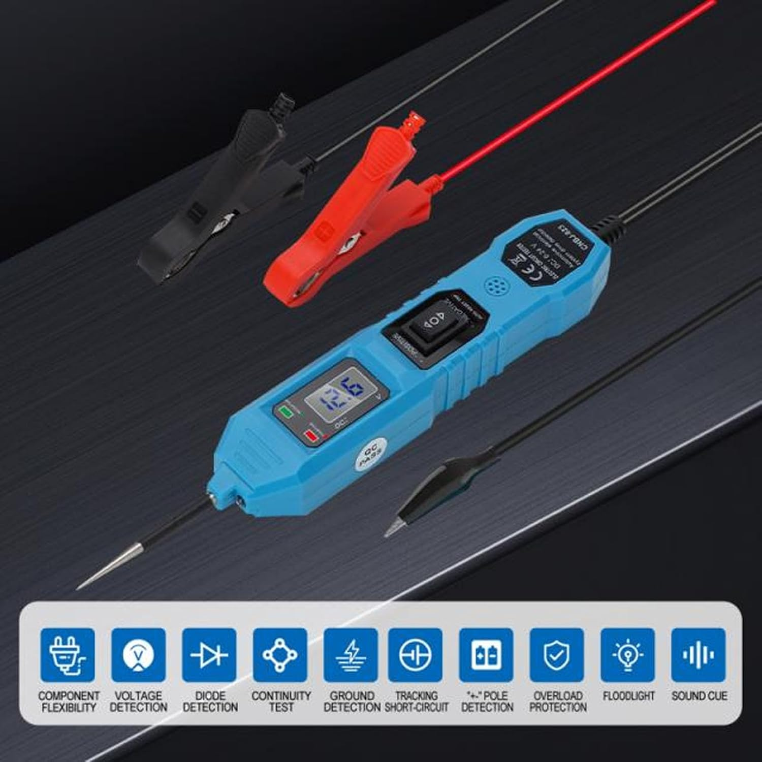 Power Circuit Probe Tester Automotive Circuit Tester Multifunction Diagnostic Tool with Front Light for Car Truck Electrical System Testing