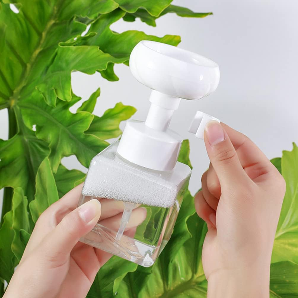 Kichvoe 2Pcs Flower Shape Foaming Hand Soap Dispensers Refillable Pump Bottles for Liquid Soap Shampoo and Lotion Transparent for Bathroom and Kitchen Counters image number 5