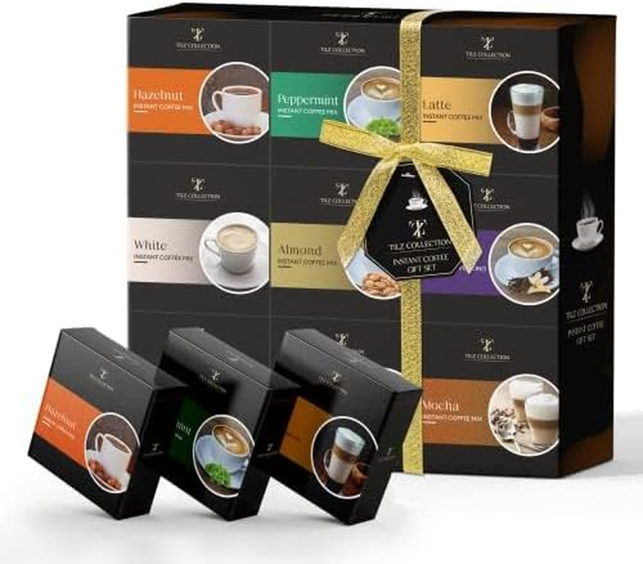 Coffee Gifts - 9 Flavoured Instant Coffee Gift Set, Gourmet Coffee, Gifts for Coffee Lovers, Coffee Sampler Gift Set, for Coffee Gift Basket |With Hazelnut, Caramel |Gifts for Women & Men image number 1