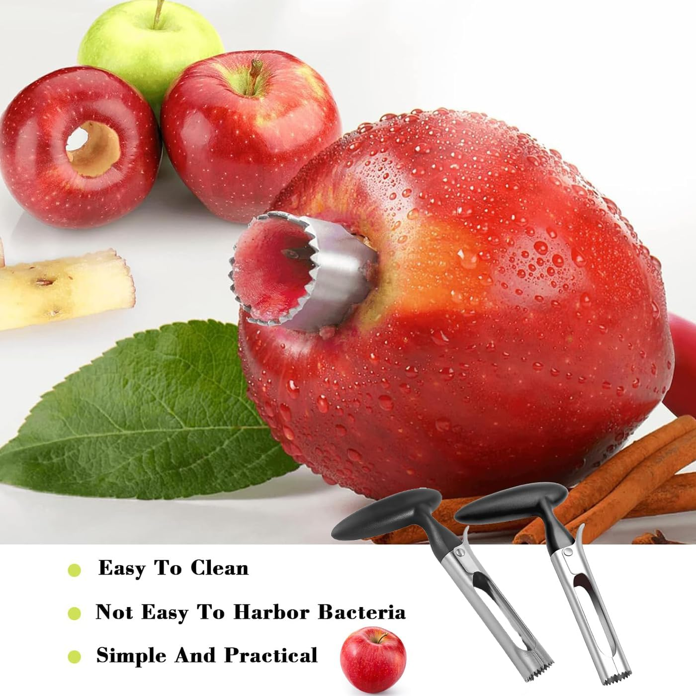 Weenwill Apple Corer,2 Pieces Stainless Steel Corer Slicer Fruit Cutter Apple Corer Remover Kitchen Gadgets Apple Corers for Home and Kitchen Pears Bell Peppers Honeycrisp Apples image number 1