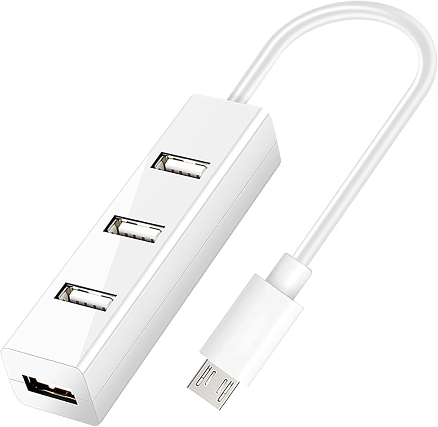 Tunghey Micro USB 2.0 Hub, Micro USB to USB 4 Port OTG Hub for Ras-Pberry Pi Zero (White)