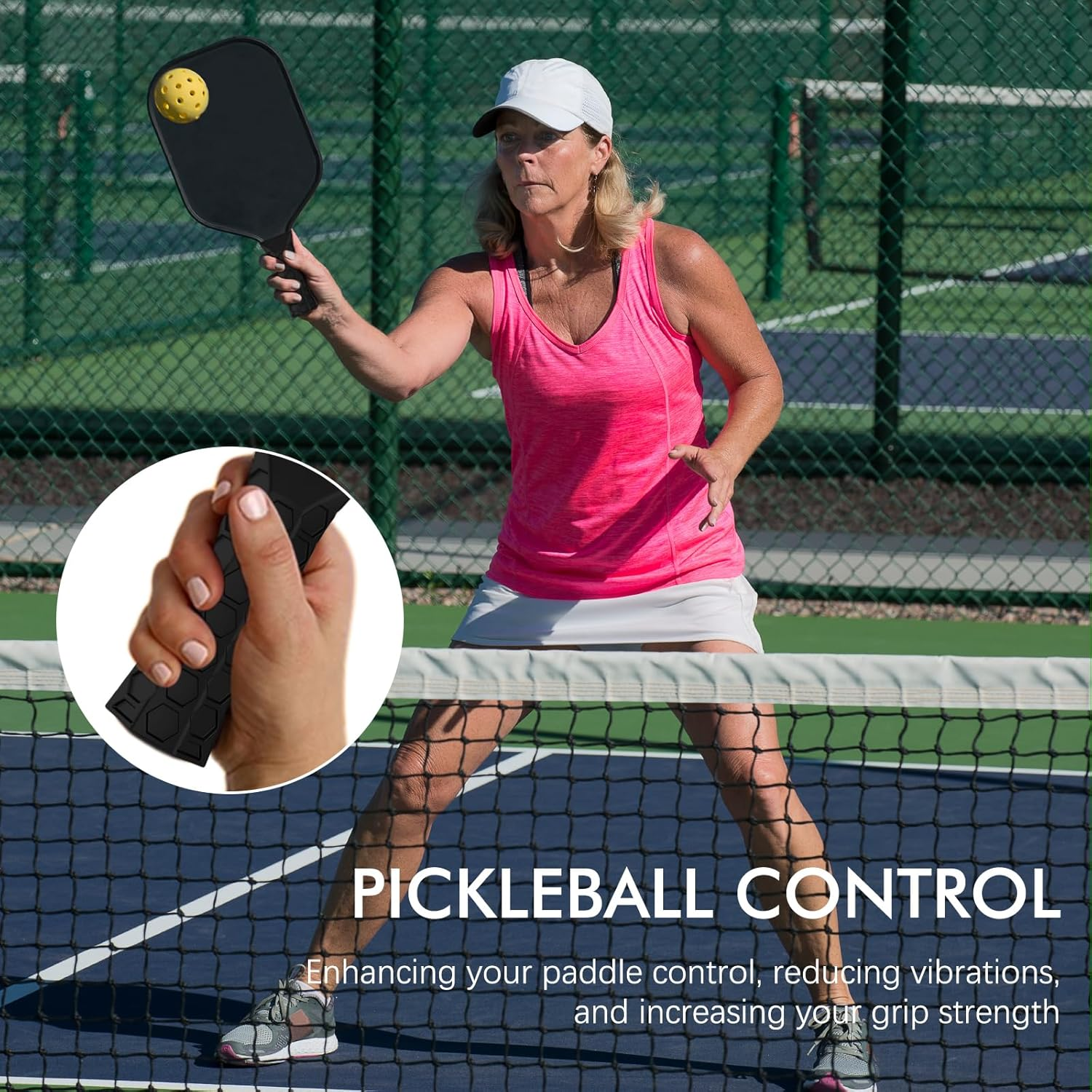 AGLOO Pickleball Paddle Grip Comfortable Hand Grip, 2 Pack - Silicone Overgrip Tape for Increased Grip Strength and Elbow Relief,Sweaty Hands - Black image number 3