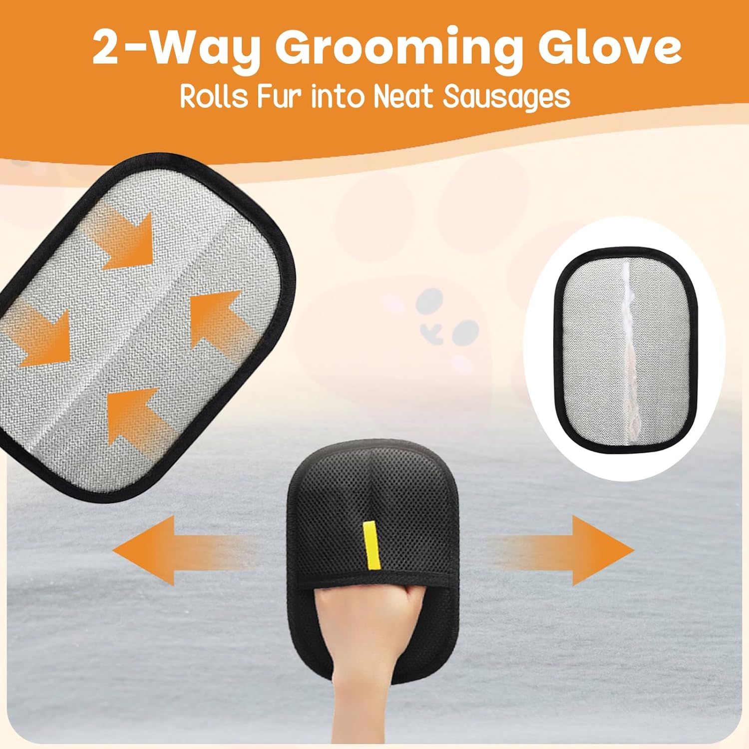 Ouqiesli Pet Grooming Gloves - Hair Removal Cleaning Mitt for Cats & Dogs (3Pcs) image number 6