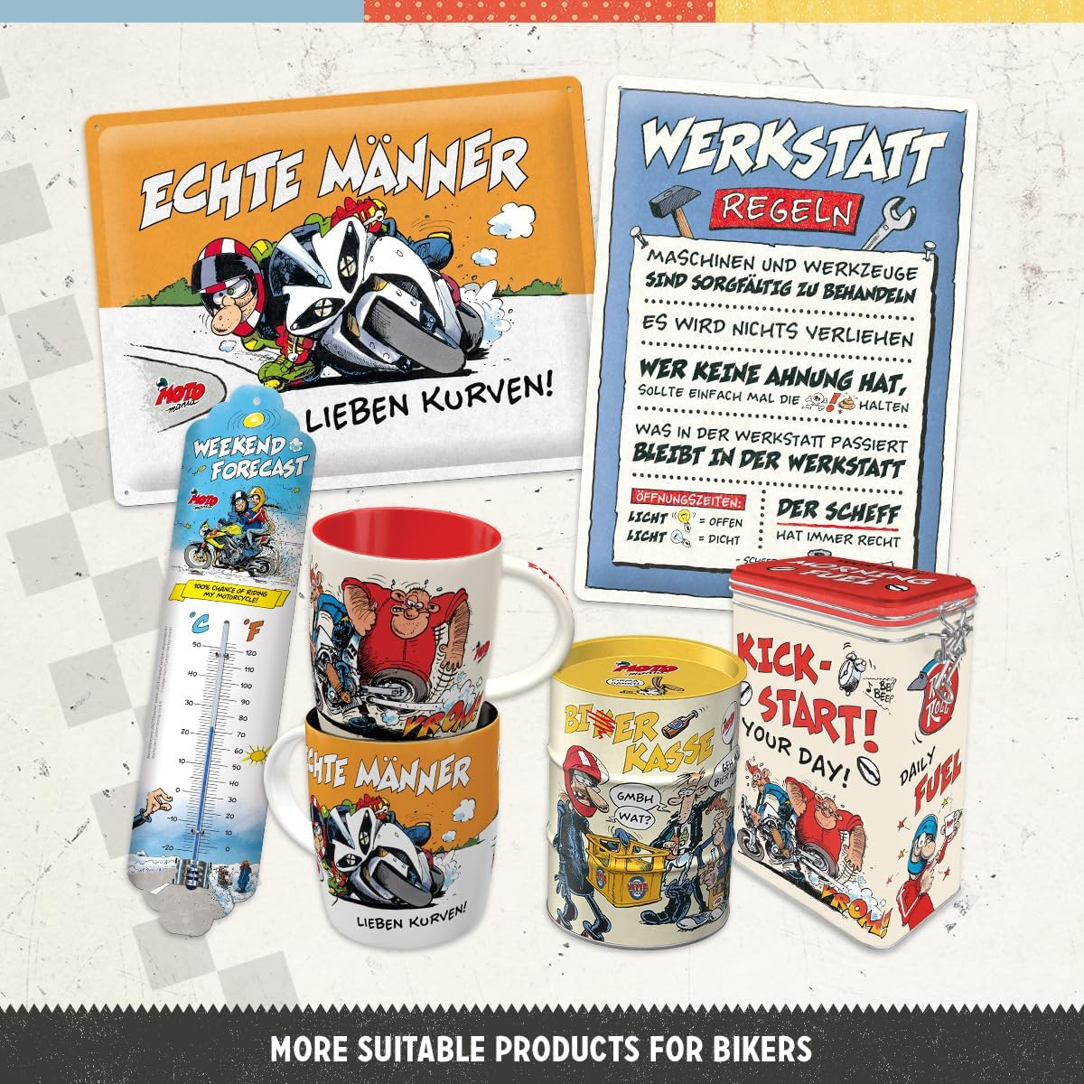 Nostalgic-Art Motomania &ndash; Kick-Start &ndash; Gift Idea for Motorcyclists, Tin with Aroma Lid, Vintage Design, 1.3 L image number 6