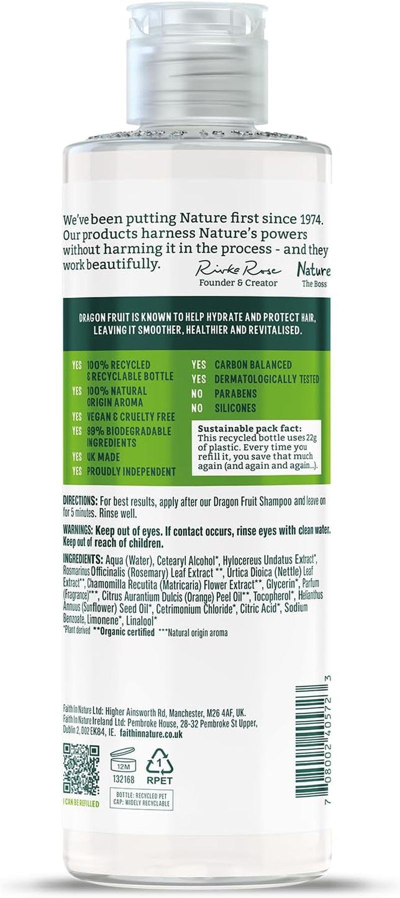 Faith in Nature Natural Dragon Fruit Conditioner, Revitalising for Oily Hair & Scalp, Vegan & Cruelty Free, No SLS, Silicones or Parabens, 400Ml image number 1