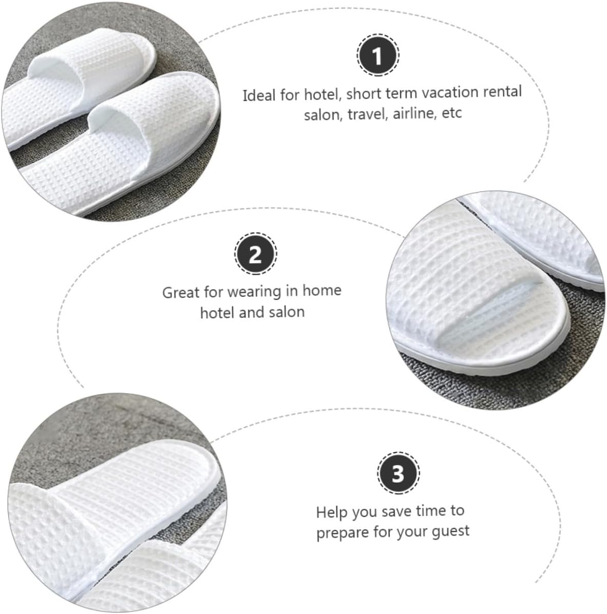 NULYLU 3Pairs Portable Non- Reusable Slippers for Hotel and Beauty Salon Travel-Friendly Thicken Slippers of Lightweight and Easy to Carry image number 1