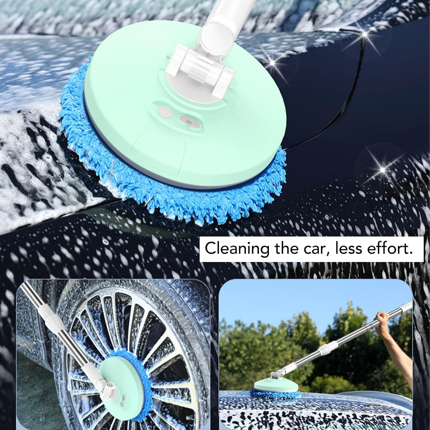 Electric Spin Scrubber, Cordless Cleaning Brush Scrubber with Adjustable Telescopic, Suitable for Bathtub Glass Car (Purplish Blue) (Green) image number 4