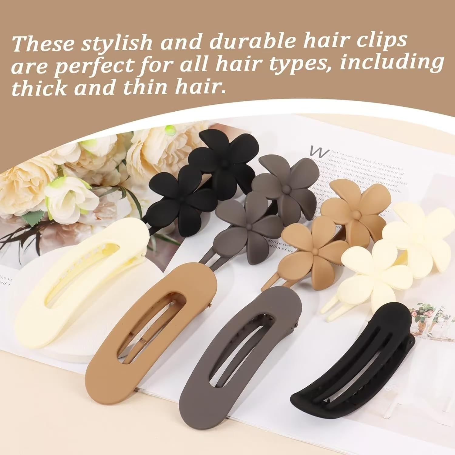 Big Flat Hair Clip Female Crocodile Claw Thick Duckbill French Matte Girl Barrette Accessories 12 Suitable for Thick and Thin Hair Girl Wedding Party Christmas Party Hair Barrettes image number 2