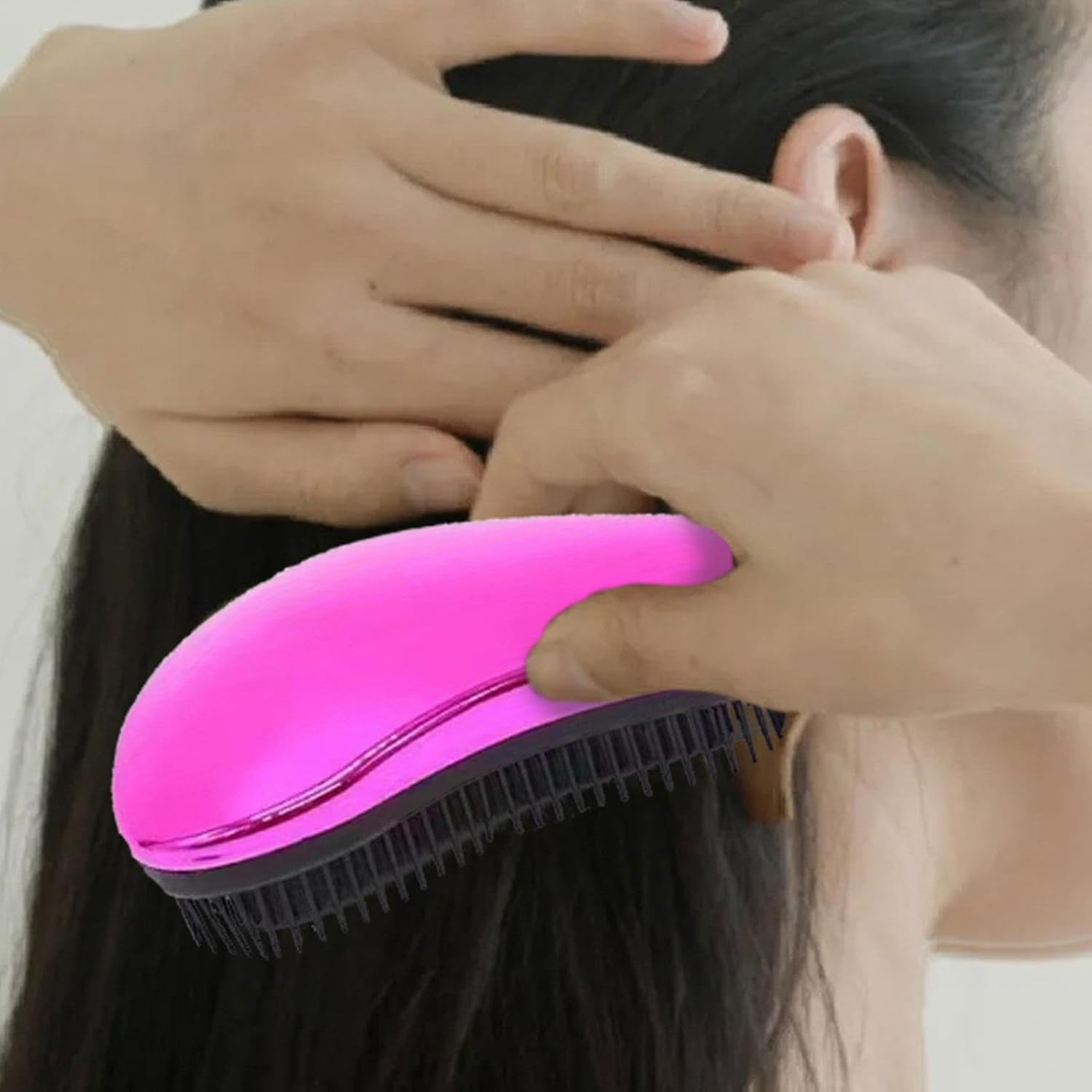 Maciun Detangling Brush for Curly Hair | Portable Hairbrush with Long Handle - Untangle Brush, Travel Hair Detangler, Scalp Massage for Adults Kids Natural Curly Straight Hair