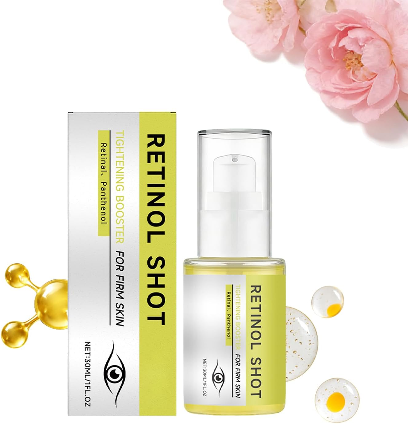 Retinal Shot Tightening Booster,Retinol Skin Booster Serum,Pore Minimizer,Instant Eye Tightener for Dark Circles, Sagging Skin, Anti-Wrinkle Face Cream (1PCS)