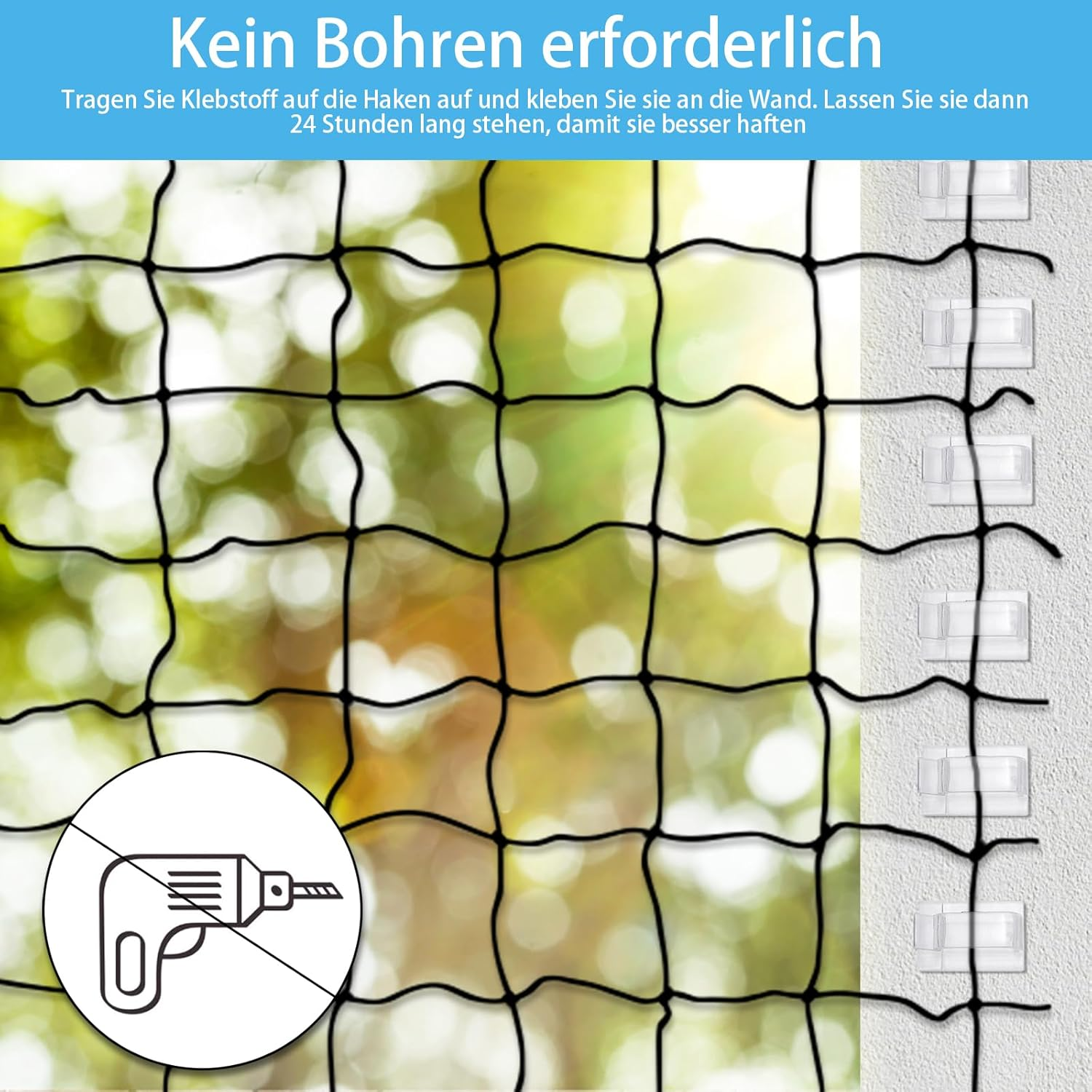 Thomp Adhesive Hooks and Silicone Adhesive Set of 50 for Attaching Cat Net for Balcony No Drilling Transparent Hook Mounting Adhesive Extra Strong 50 Ml Weatherproof Outdoor for Balcony, Window, Wall image number 1