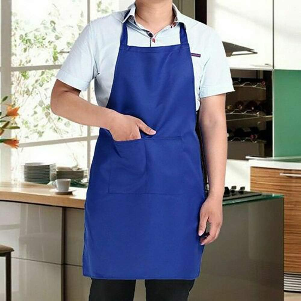 Chefs Apron SENRISE Chefs Apron Plain Color, Adult Women Unisex, Durable Comfortable with Front Pocket Washable for Cooking Baking Kitchen Restaurant Crafting - Blue image number 4