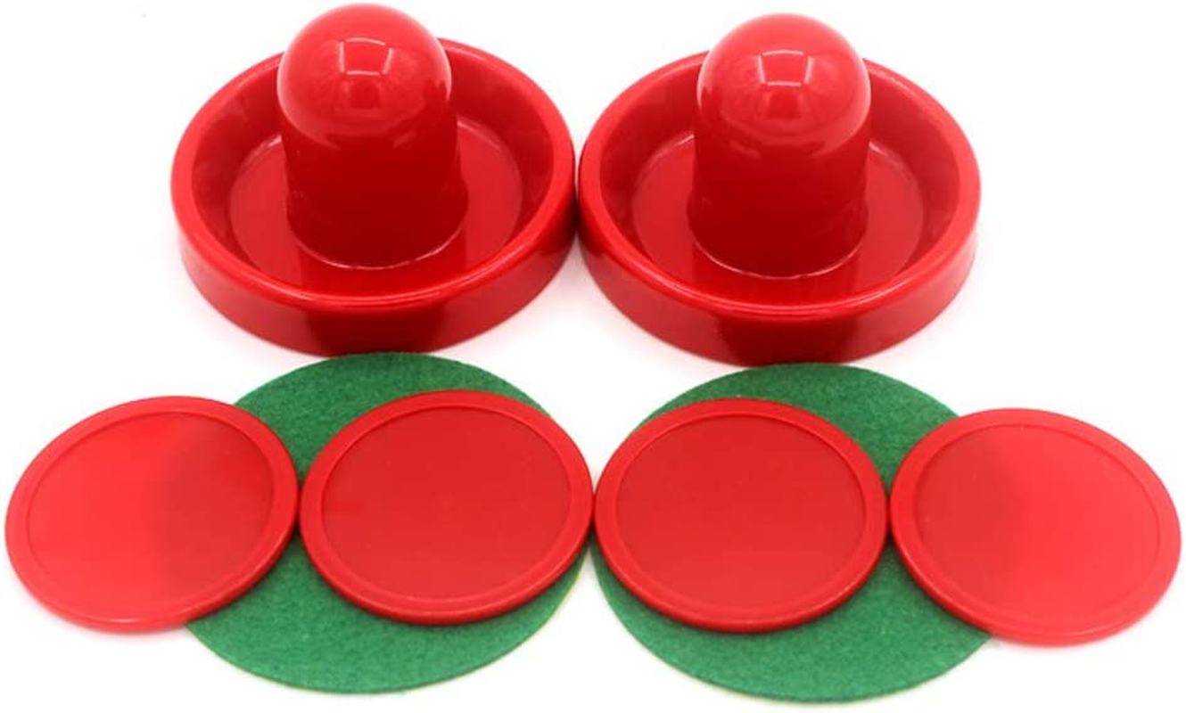1 Set Mini Air Hockey Pushers and Air Hockey Pucks Great Goal Handles Pushers Goal Handles Paddles Replacement Accessories for Game Tables 60 MM, Red(2 Strikers, 4 Pucks) image number 2