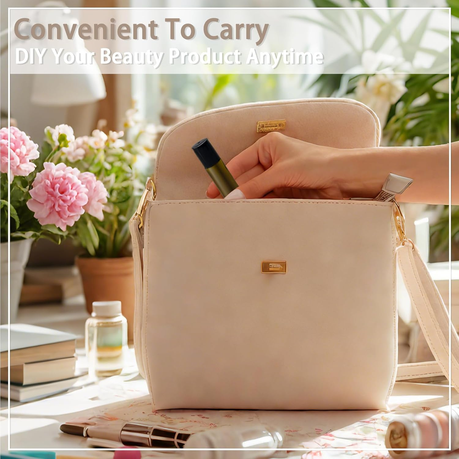 ZOHEA 5 PCS Roller Bottles 10Ml, Amber Glass Roller Ball Bottle with Stainless Steel Ball, Thick Refillable Containers for Essential Oil/Perfume/Lip Gloss/Aromatherapy/Facial Body Care