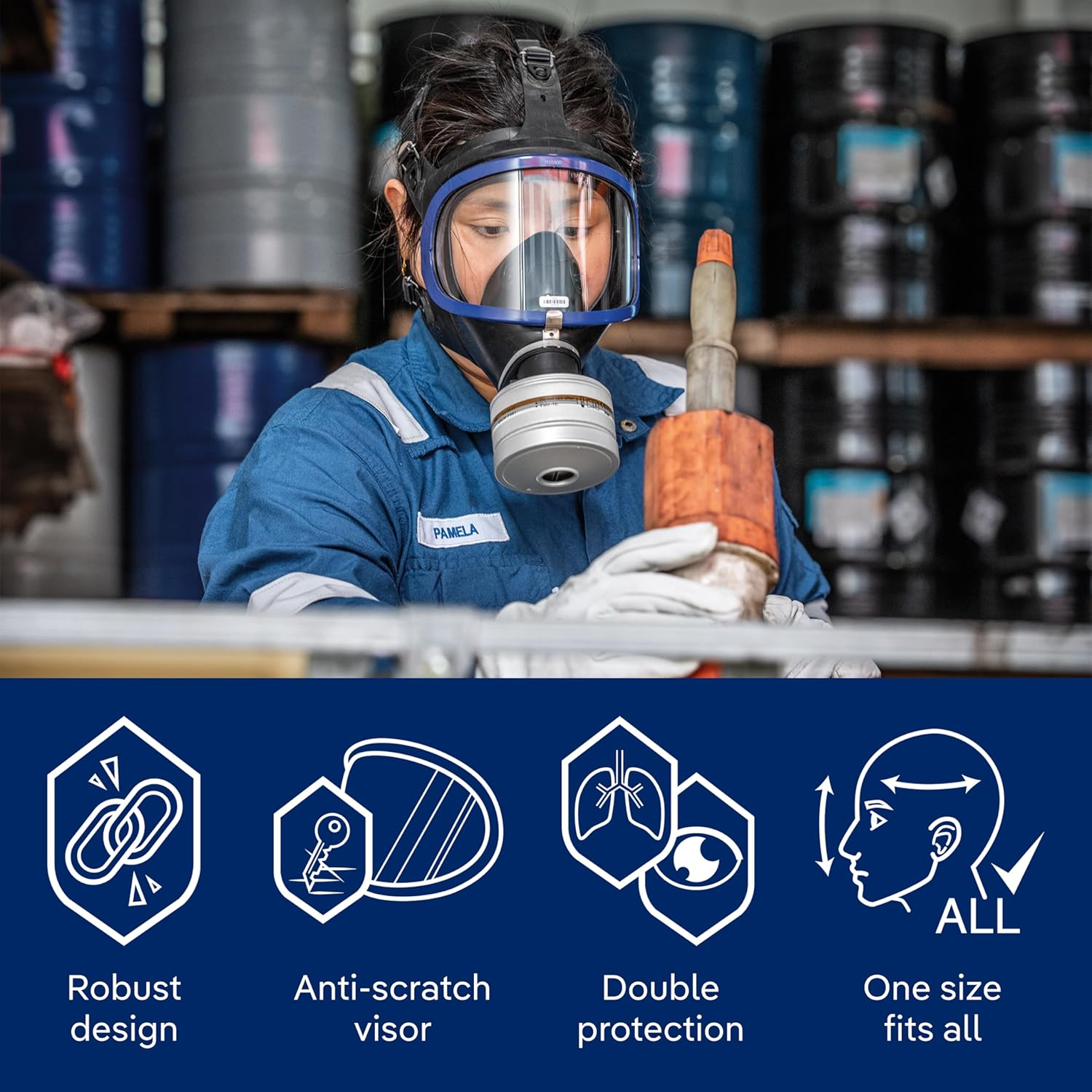 Dr&auml;ger X-Plore&reg; 6300 Quality Full-Face Mask with Standard Thread Rd40 Connection for Personal and Industrial Applications | AS/NZS 1716:2012 Certified | Universal Size image number 6