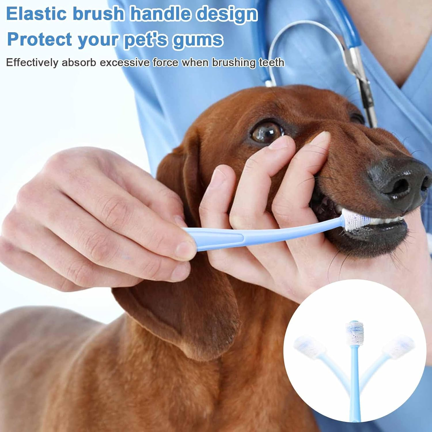 2 Pcs Small Dog Toothbrush Cat Tooth Brush 360 Degree Soft Silicone Pet Toothbrush Tiny Toothbrush Cat Dental Care Puppy Dogs Pet Tooth Cleaning Kit Deep Clean for Small Dog & Cat (Pink+Blue) image number 1