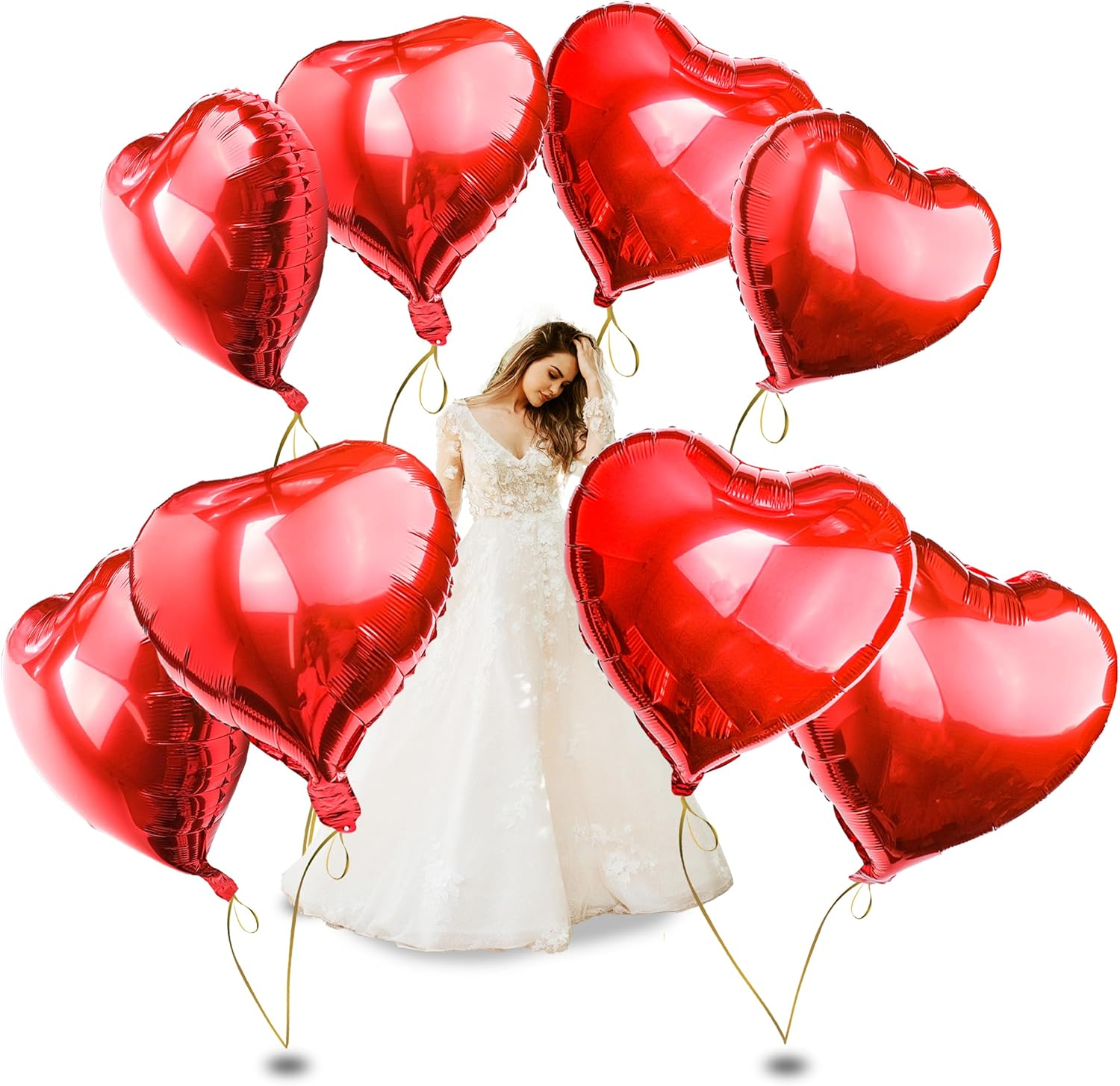36 Inch Huge Foil Heart Balloon Red Pack of 4, Mylar Aluminium Giant Jumbo Heart Foil Decoration for Girl Valentine'S Day Surprise Birthday Red Theme Mother'S Day Wedding (36 Inch Red Heart, 8) image number 6