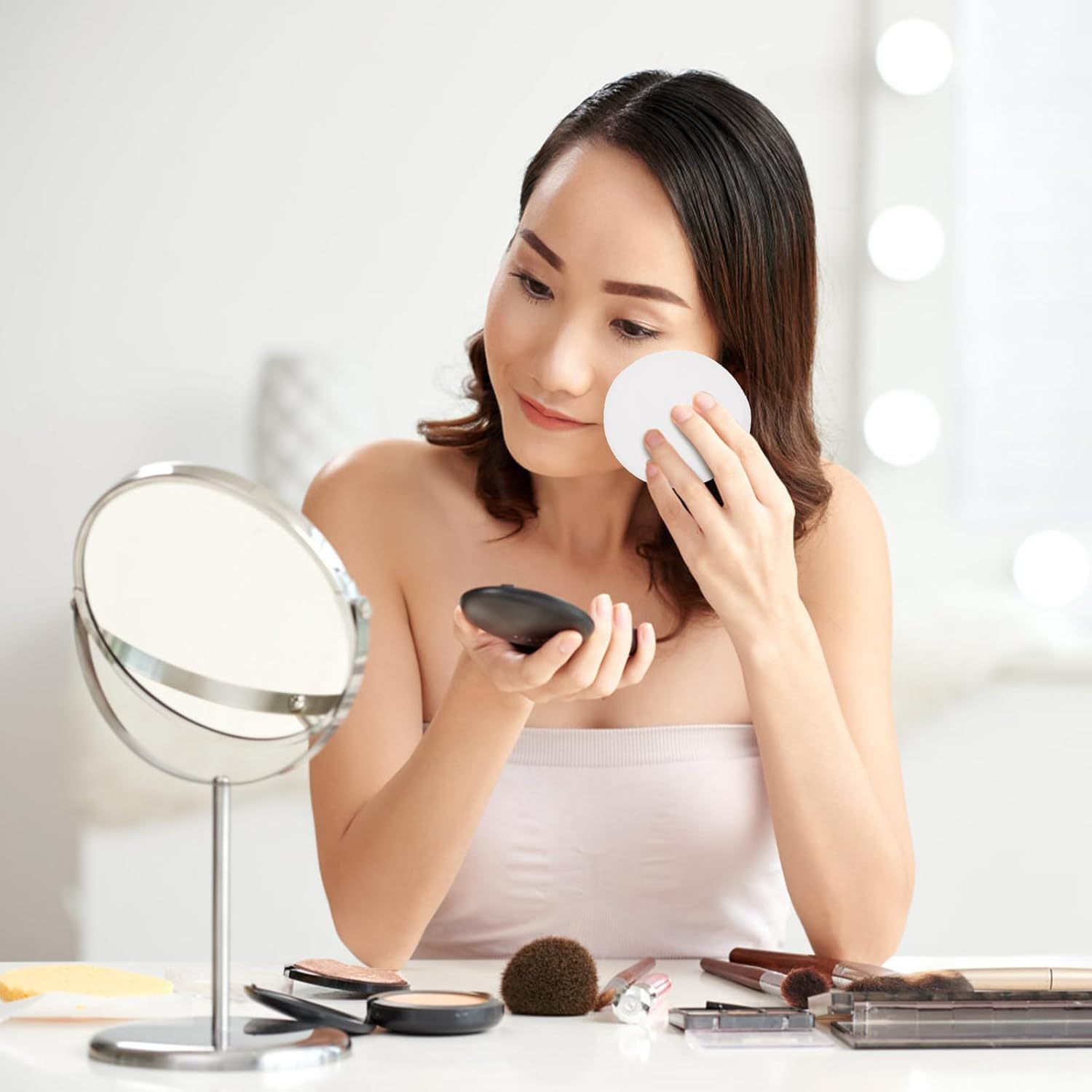 10Pcs Reusable Makeup Remover Pads 8Cm round Facial Cotton Pads Soft Washable for Gentle Skin Cleansing and Travel Face Care image number 3