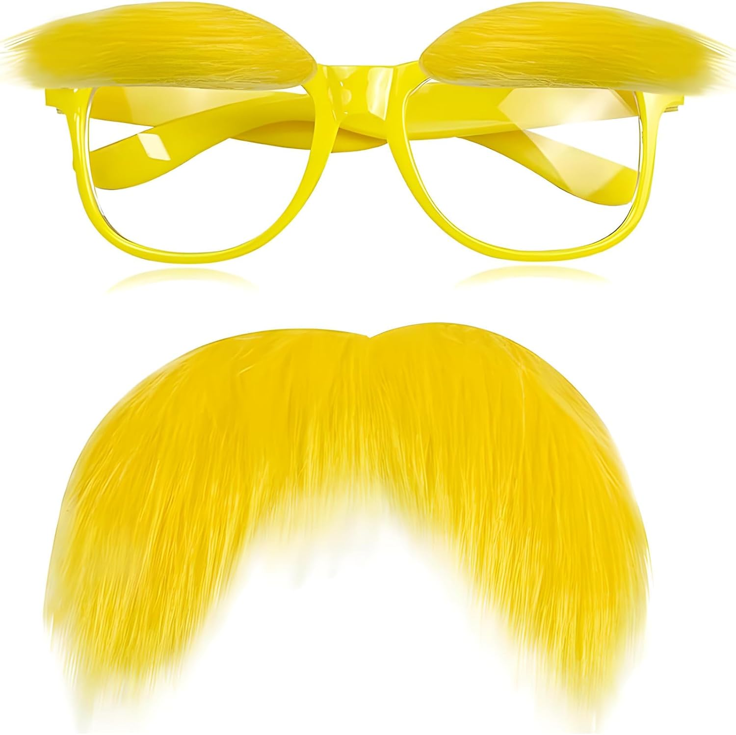 Taefuhnn Yellow Mustache and Eyebrows Glasses for for Kid and Adult, Fake Beard Moustache, Novelty Facial Hair Halloween Costume Accessories for Book Week Cosplay Funny Party Favor