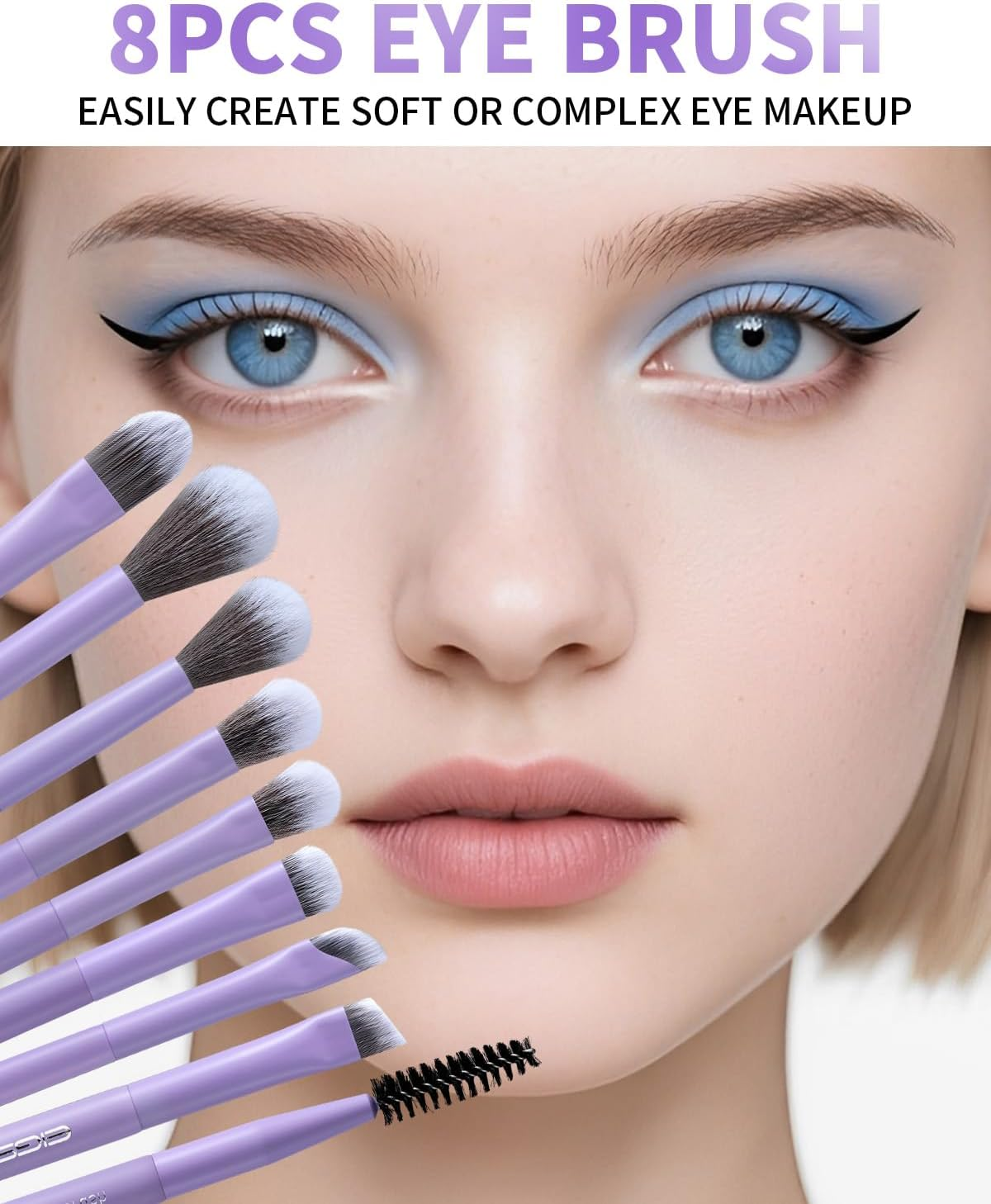 EIGSHOW Makeup Brushes Set, 15Pcs Professional Make up Brush with Silver Ion Bristles for Foundation Powder Blush Highlighter Concealer Eyeshadow Eyeliner, Travel Gift Set (Matte Purple) - Champaign Gold image number 3