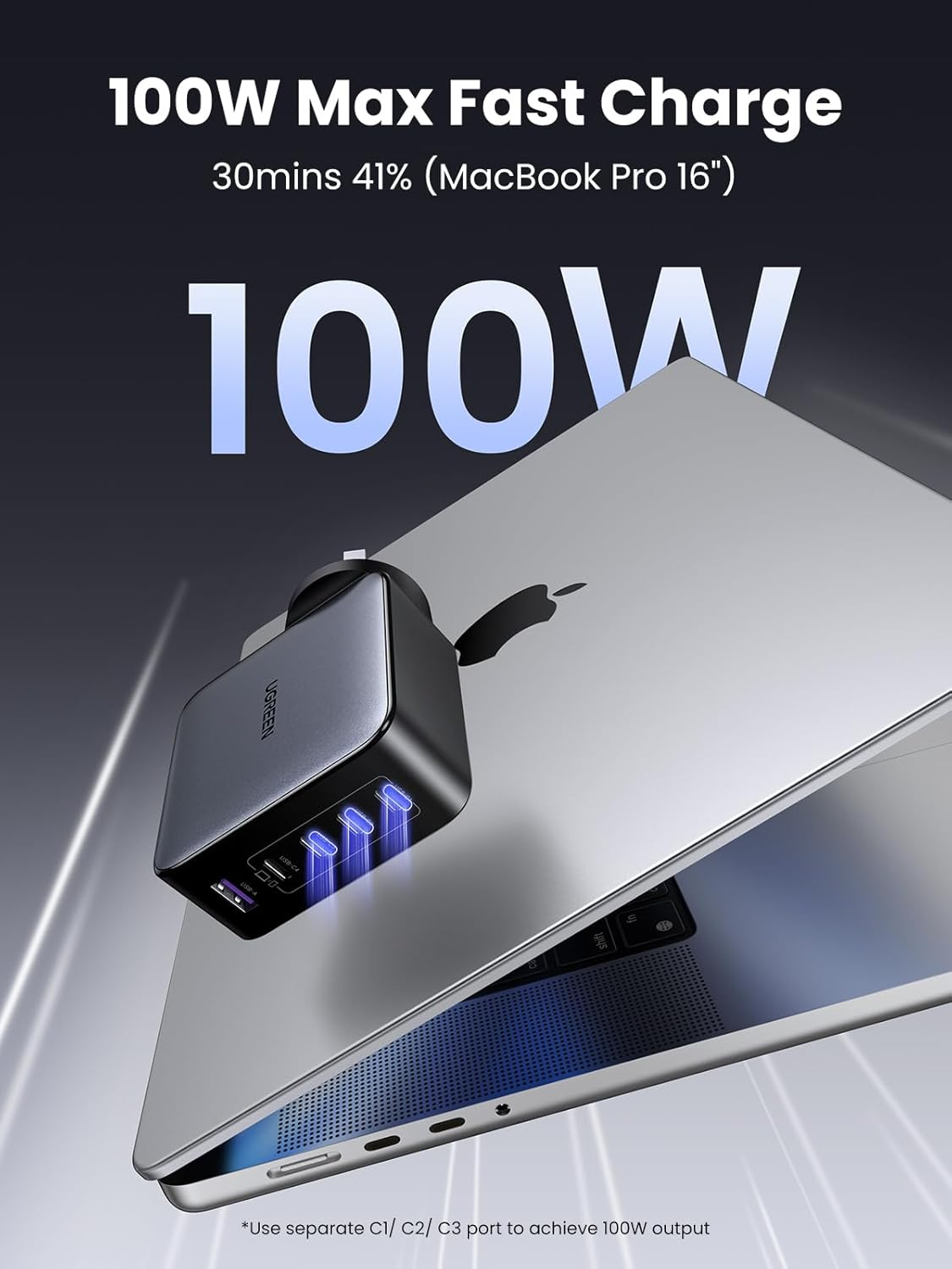 UGREEN 100W USB C Charger, 5 Ports Nexode Gan II Fast Charging Block, Compact Laptop Power Adapter Wall Charger AU Plug for Macbook Pro, Dell XPS, Iphone 17 Pro Max, Galaxy S25 Ultra(Pps 45W) Pixel 10 image number 3
