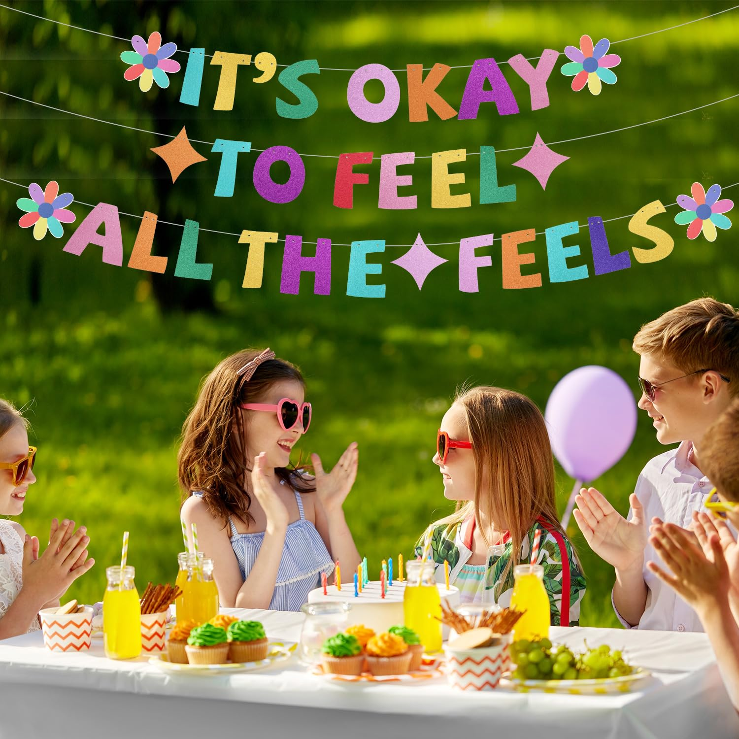 It'S Okay to Feel All the Feels Banner, Glitter Cardstock Feelings Theme Banner Pre-String Colourful inside Birthday Party Decorations Banner for Fireplace Mantel Wall Decorations