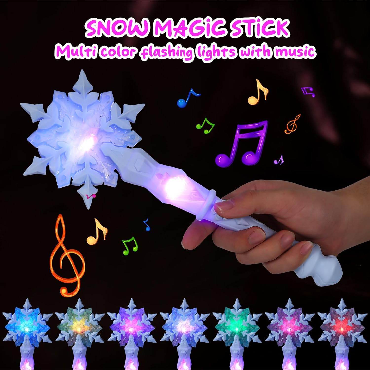 Generic Light up Snowflake Wand - Princess Snowflake Wand Sensitive Snowflake Wand Light up Snowflake Wand for Cosplay image number 4