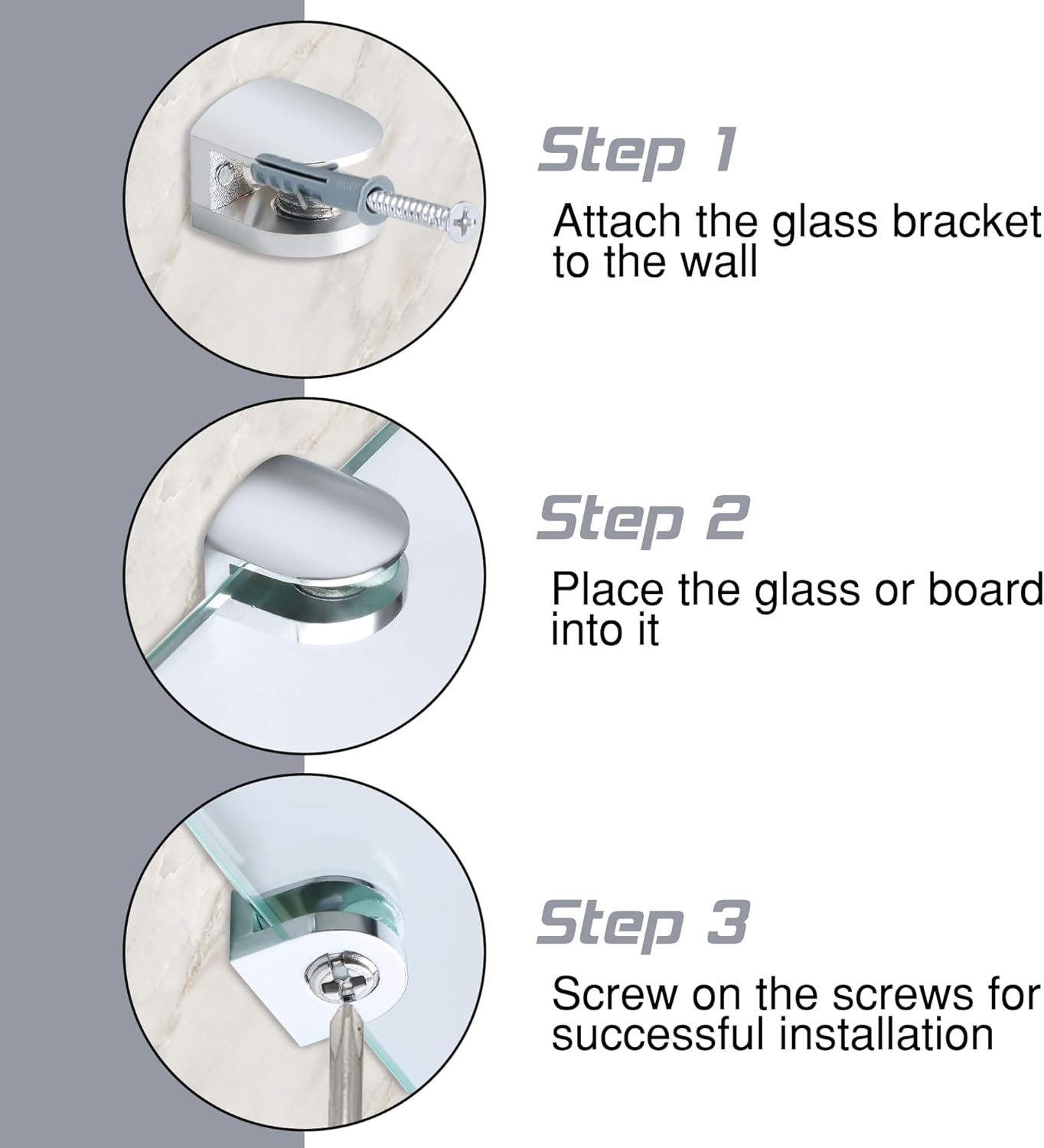 Alise Glass Shelf Bracket,Adjustable Clamp Brackets for Shelves,Wall Mount Clamps for 5-8Mm Glass Shelves,Bathroom Clip Holder Support Hardware Replacement Parts,Polished Chrome Pack of 4