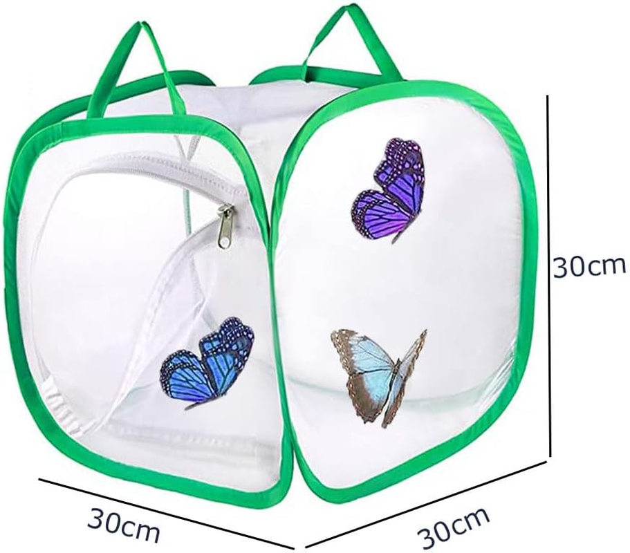 Butterfly and Insect Habitat Cage - Outdoor Collapsible Mesh Net Enclosure Terrarium for Stick Insects (Green, 30&times;30&times;30Cm)