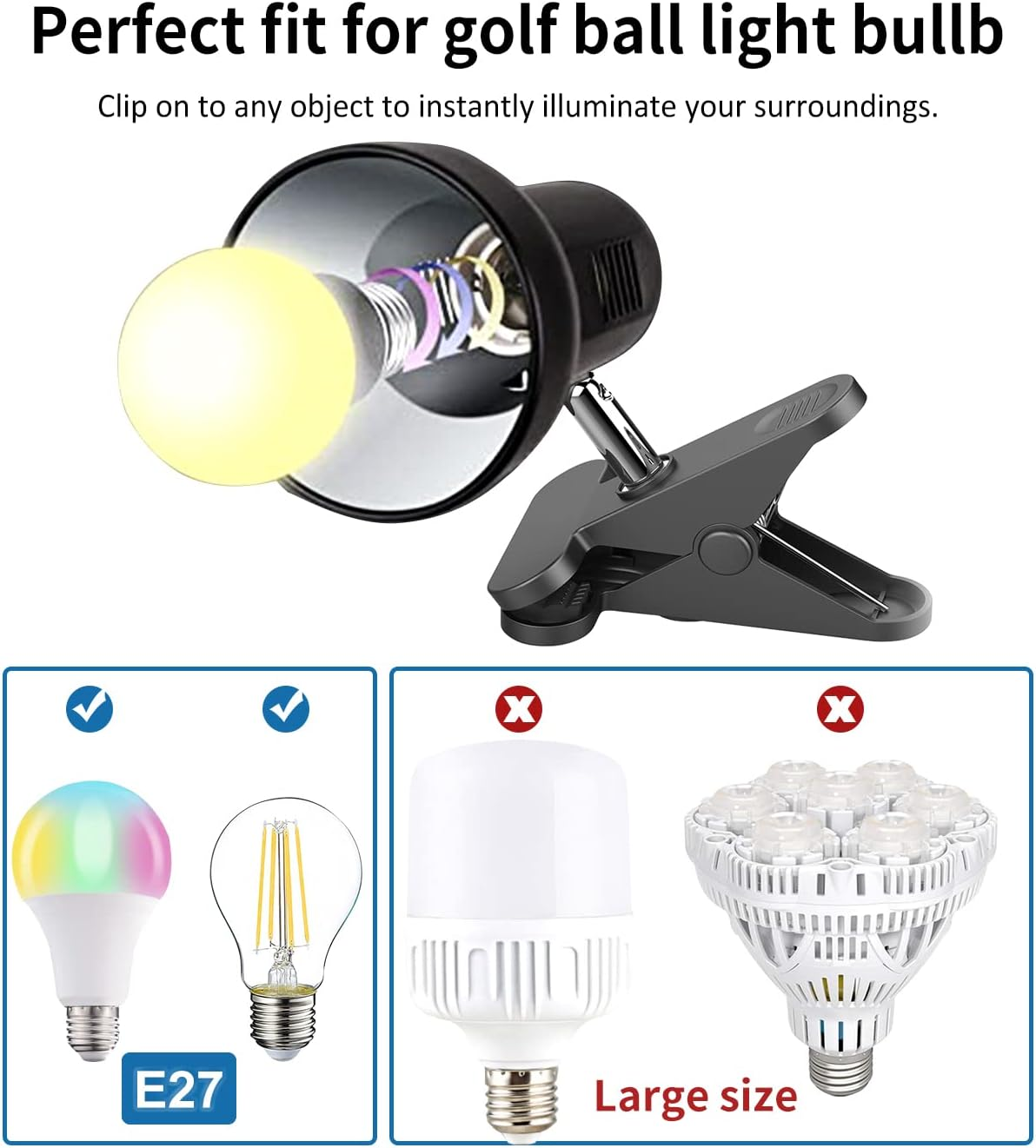 Milpoel Clip on Reading Light, Desk Lamp, E27 Bulb Holder, Clamp Lamp for Reading in Bed or Deep Focus, Sleek Lightweight Design Perfect Bed Light for Reading - Black image number 3