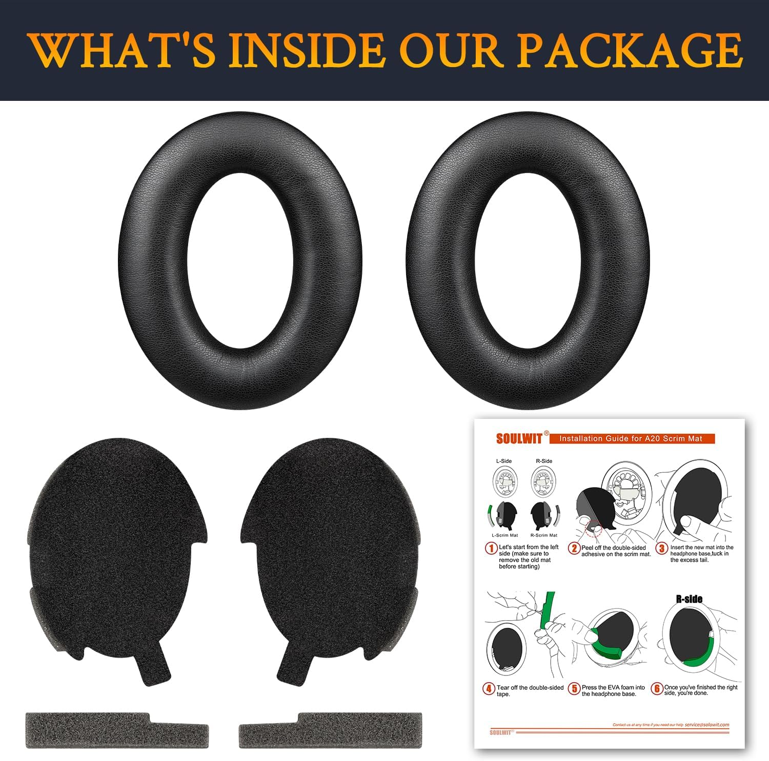 SOULWIT Protein Leather Replacement Ear Pads for Bose Aviation X A10/A20 Headset, Earpads Cushions with High-Density Noise Isolation Foam (Black) image number 4