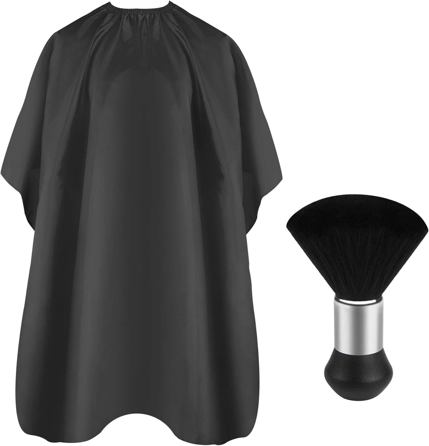 FEBSNOW Professional Hair Cutting Cape with Neck Duster Brush, Salon Barber Cape, Hair Cutting Accessories (Black) image number 4