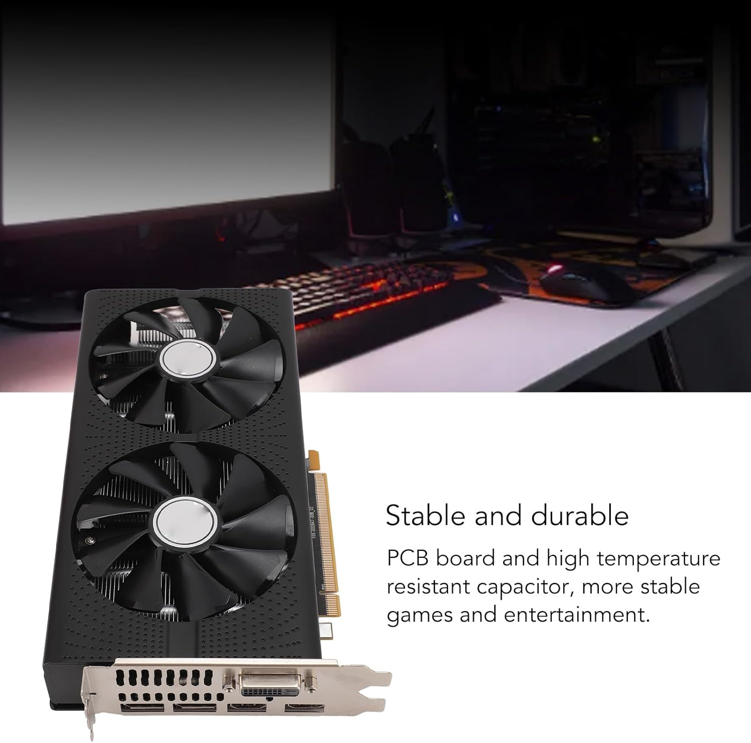 RX580 8GB GDDR5 256Bit GPU, Dual Fan Gaming Graphics Card with PCI Express 3.0, High Resolution Support, DVI HDMI DP Desktop for PC image number 6