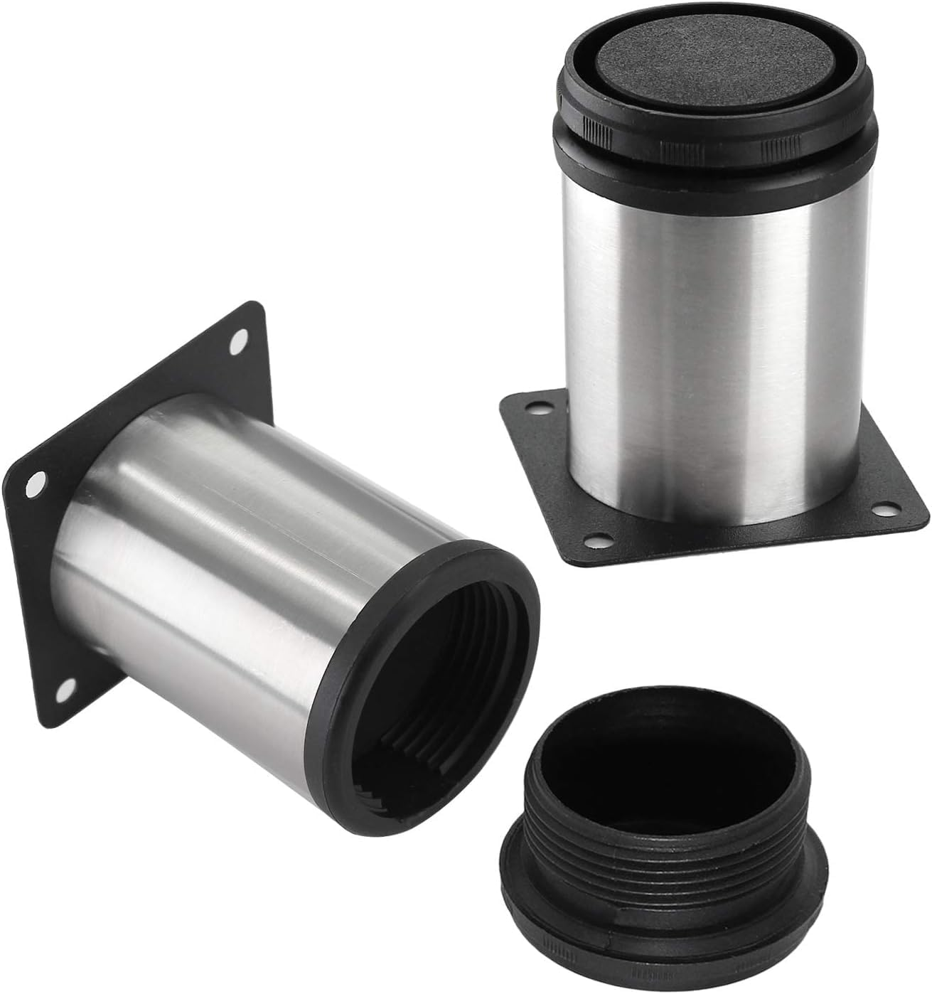 Set of 4 Stainless Steel Furniture Legs 4.7 Inch, Adjustable round Cabinet Legs 2" Dia Kitchen Feet, Metal Replacement Legs for Cabinet Sofa Couch Shelves Table image number 3