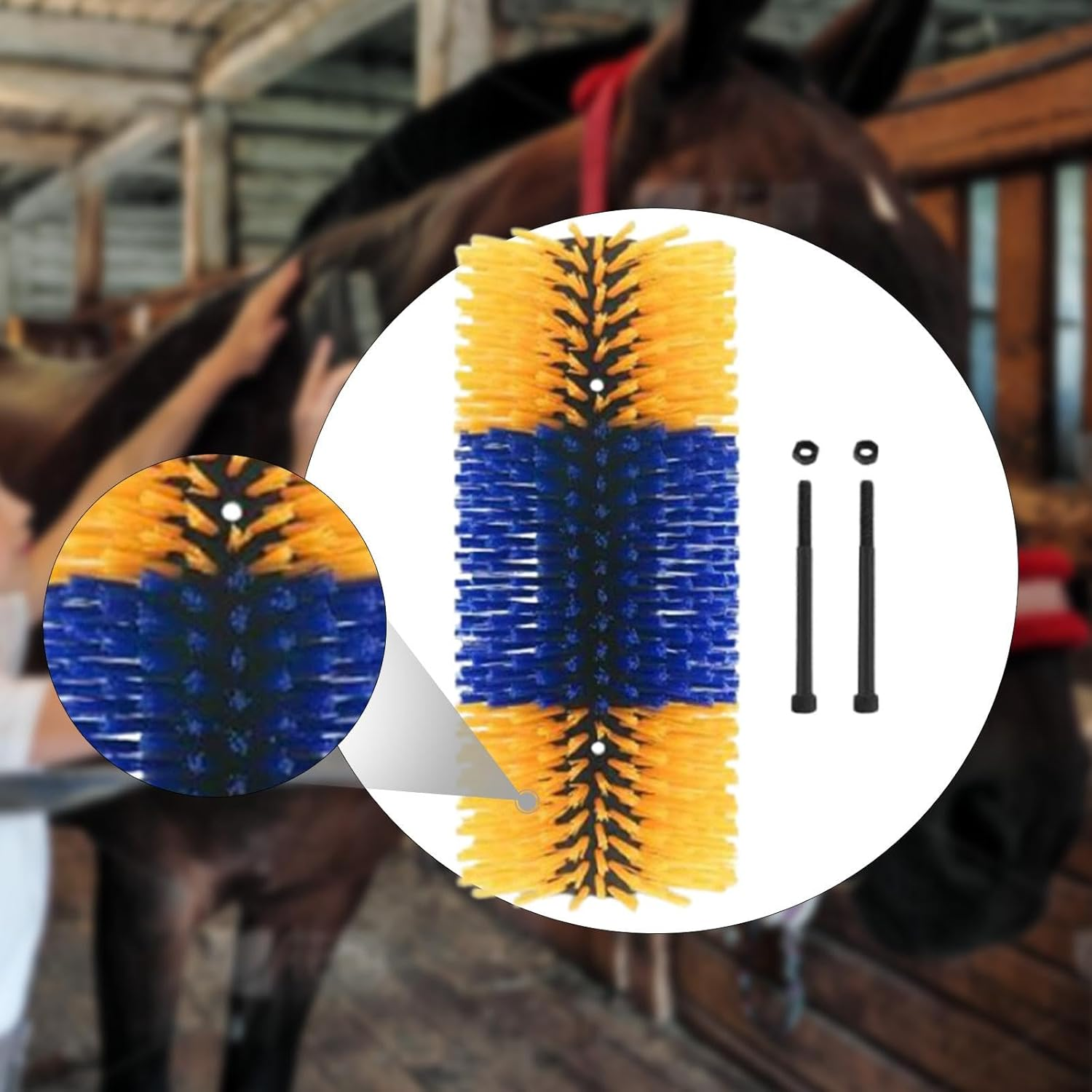 JISADER Livestock Scratching Brush, Back Scratching Massage Brush for Livestock, Cattle, Cow, Goat, Horse, Yellow Blue image number 5