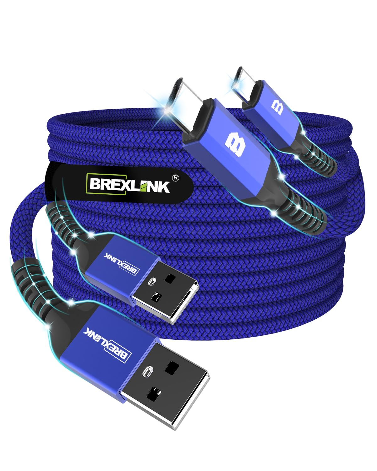 Brexlink USB C Fast Charging Cable(3 A), USB C to USB a Charger (2 Pack), Nylon Braided Fast Charging Cord for Samsung Galaxy S10 S9 S8 Note 9, Pixel, LG V30 G6 (1.5 Feet, Grey)