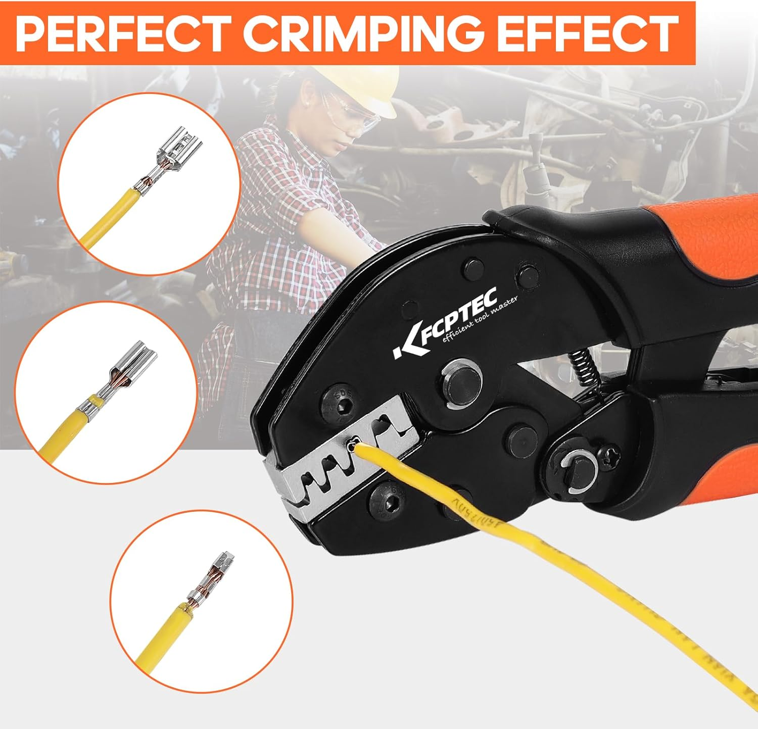 KF CPTEC Crimping Tool for Non-Insulated Terminals | Electrical Crimping Tools | Fits Molex, Dupont, JST, TE, EPC, Pcie, SATA Pins, AWG 24&ndash;16 (0.25&ndash;1.5Mm&sup2;) image number 4