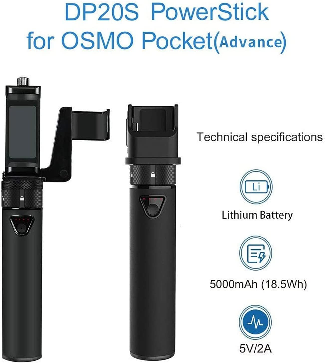Smatree Portable Osmo Pocket 2 Powerstick Compatible for DJI Pocket 1/2, Handheld Smartphone Holder Mount Bracket Set with Tripod image number 2