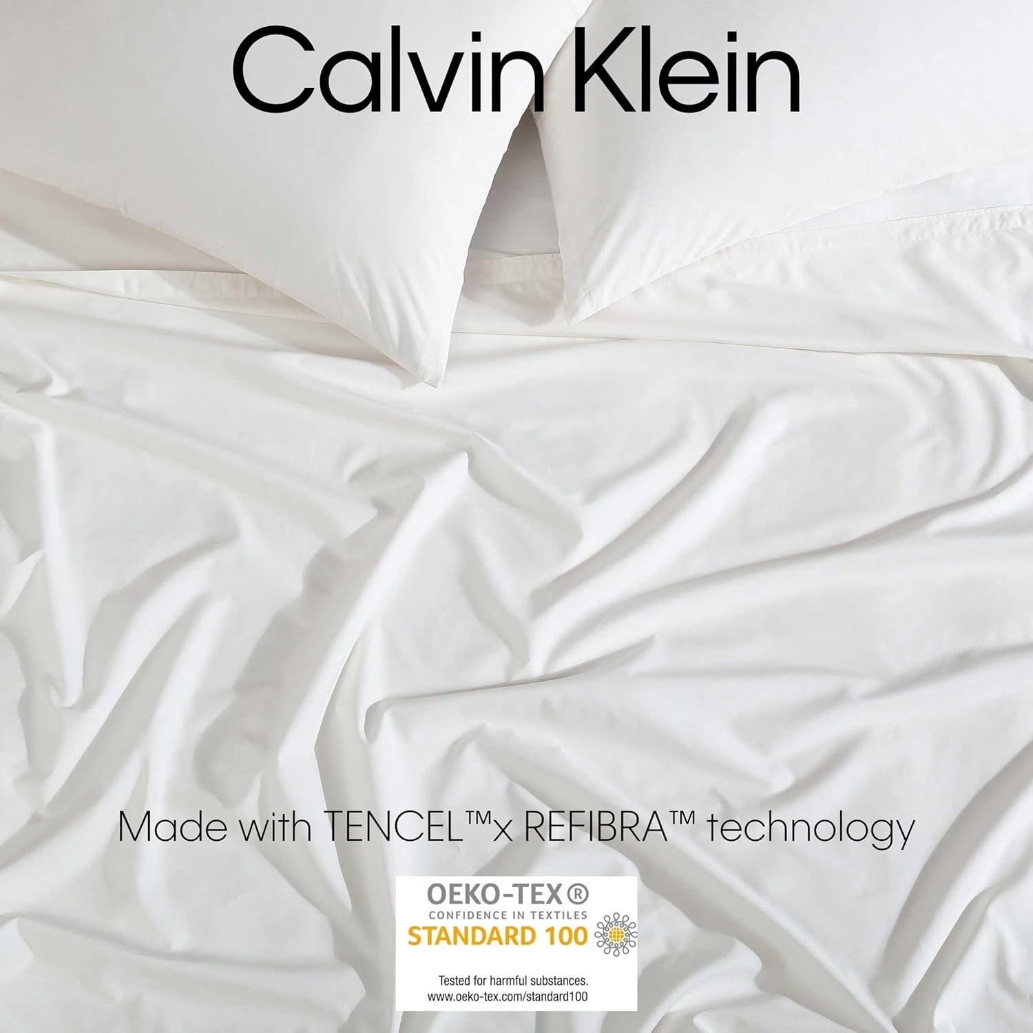 Calvin Klein - King Sheets, Luxuriously Soft Percale Bedding Set, Sustainable Fabric Construction (Naturals Solid Feather White, King)