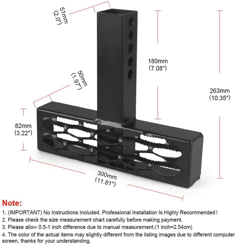 Dyno Racing 500 LBS Hitch Step Anti-Skid Teeth and Rust Towing Bumper Guard Hitch Steps with Pin Fits 2 Inch Receivers for Pickup Truck RV SUV (30CM) image number 2